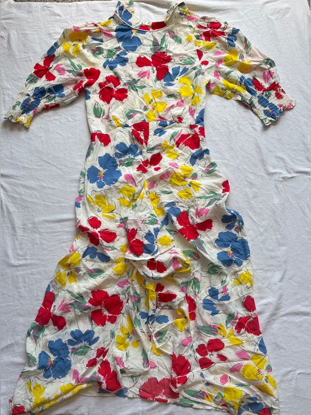 RIXO Target Floral Mock Neck Cascade Ruffle Short Sleeve Midi Dress SZ 6 - Picture 2 of 16